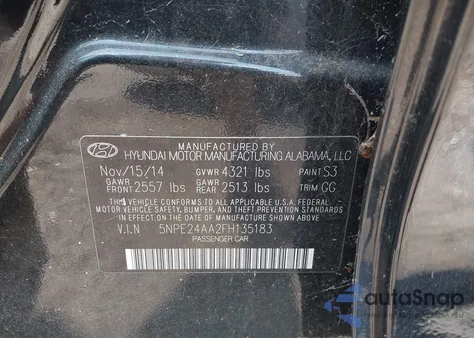2015 Hyundai Sonata Eco z USA, uszkodzony, nr VIN 5NPE24AA2FH135183